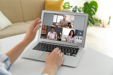 Human resources manager conducting online job interview via video chat