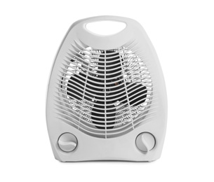 Modern electric fan heater isolated on white
