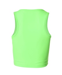 Green women's top isolated on white. Sports clothing