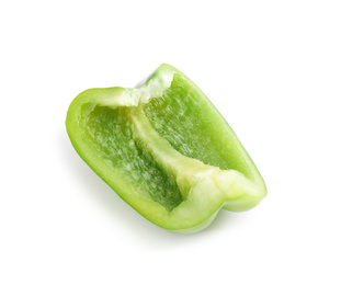 Cut fresh green bell pepper isolated on white