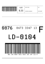 Label with data and barcode, illustration. Parcel delivery