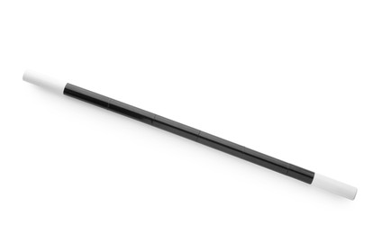 Beautiful black magic wand isolated on white, top view