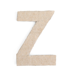 Photo of Letter Z made of cardboard isolated on white