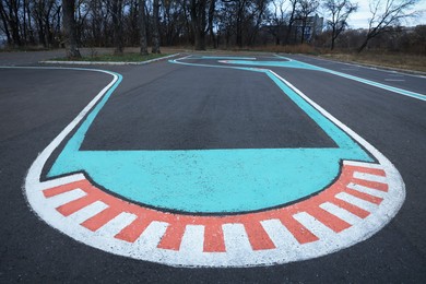 Driving school test track with marking lines for practice