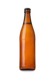 Brown bottle of beer isolated on white
