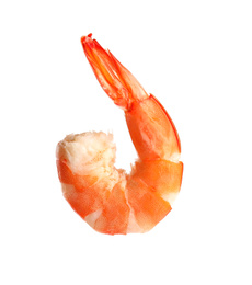 Photo of Delicious cooked shrimp isolated on white. Healthy seafood