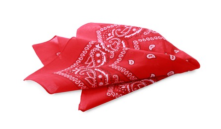 Red bandana with paisley pattern isolated on white