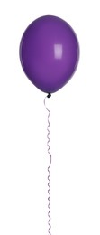 Purple balloon with ribbon isolated on white