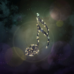 Creative image of musical note on abstract background