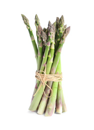 Bunch of fresh raw asparagus isolated on white. Healthy eating