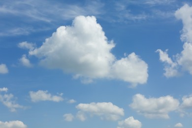 Beautiful view of blue sky with fluffy clouds