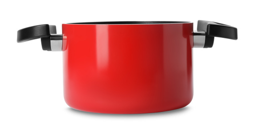 Empty modern red pot isolated on white