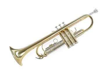 Trumpet isolated on white. Wind musical instrument