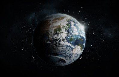 View of Earth in open space, illustration 