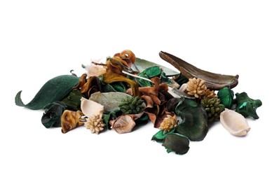 Photo of Pile of scented potpourri on white background