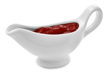 Ceramic boat with satsebeli sauce isolated on white