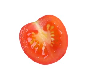 Photo of Half of fresh ripe tomato isolated on white. Healthy vegetable