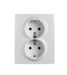 Double plastic power socket isolated on white