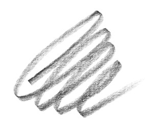 Hand drawn pencil scribble on white background, top view