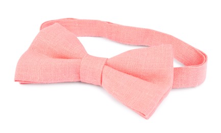 Stylish pink bow tie isolated on white