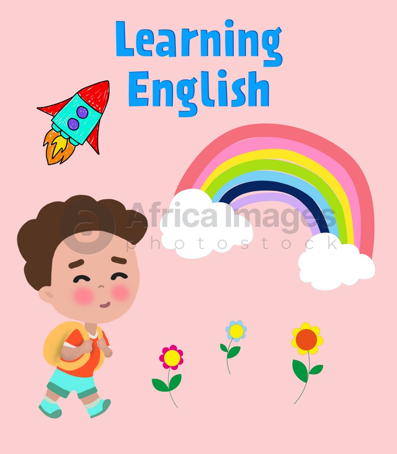 English for kids. Bright cover illustration, educational application for children