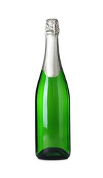 Bottle of sparkling wine isolated on white