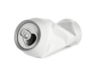 Crumpled can with ring isolated on white
