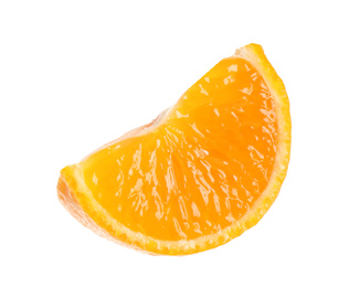 Photo of Fresh juicy tangerine segment isolated on white