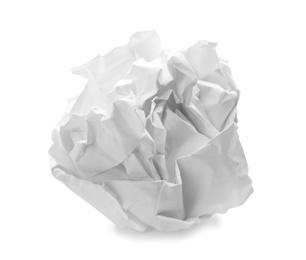 Crumpled sheet of paper on white background