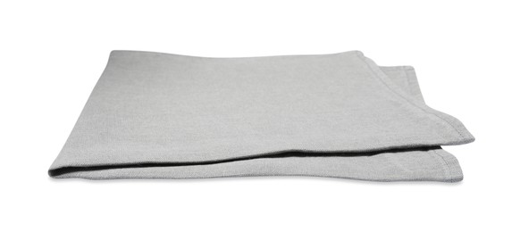 Grey folded fabric napkin on white background