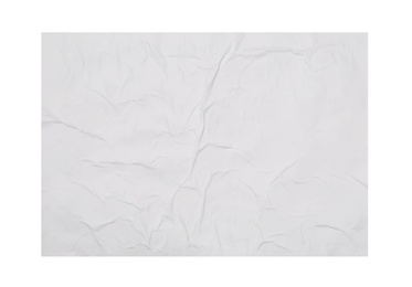 Top view of creased blank poster on white background
