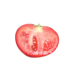Half of ripe red tomato on white background