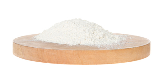 Pile of organic flour isolated on white
