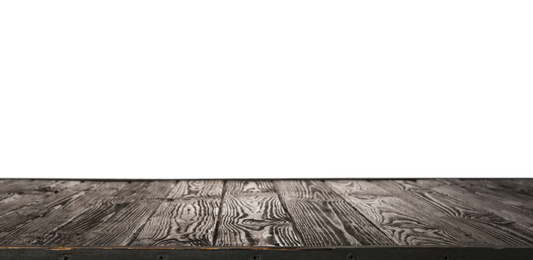 Empty black wooden surface isolated on white. Mockup for design