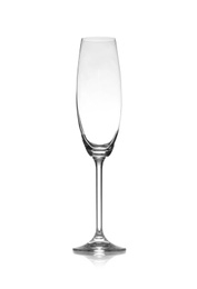 Empty clean champagne glass isolated on white