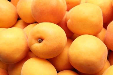Delicious ripe sweet apricots as background, closeup view