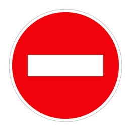 Road sign NO ENTRY FOR VEHICULAR TRAFFIC on white background, illustration