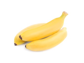 Sweet ripe baby bananas isolated on white
